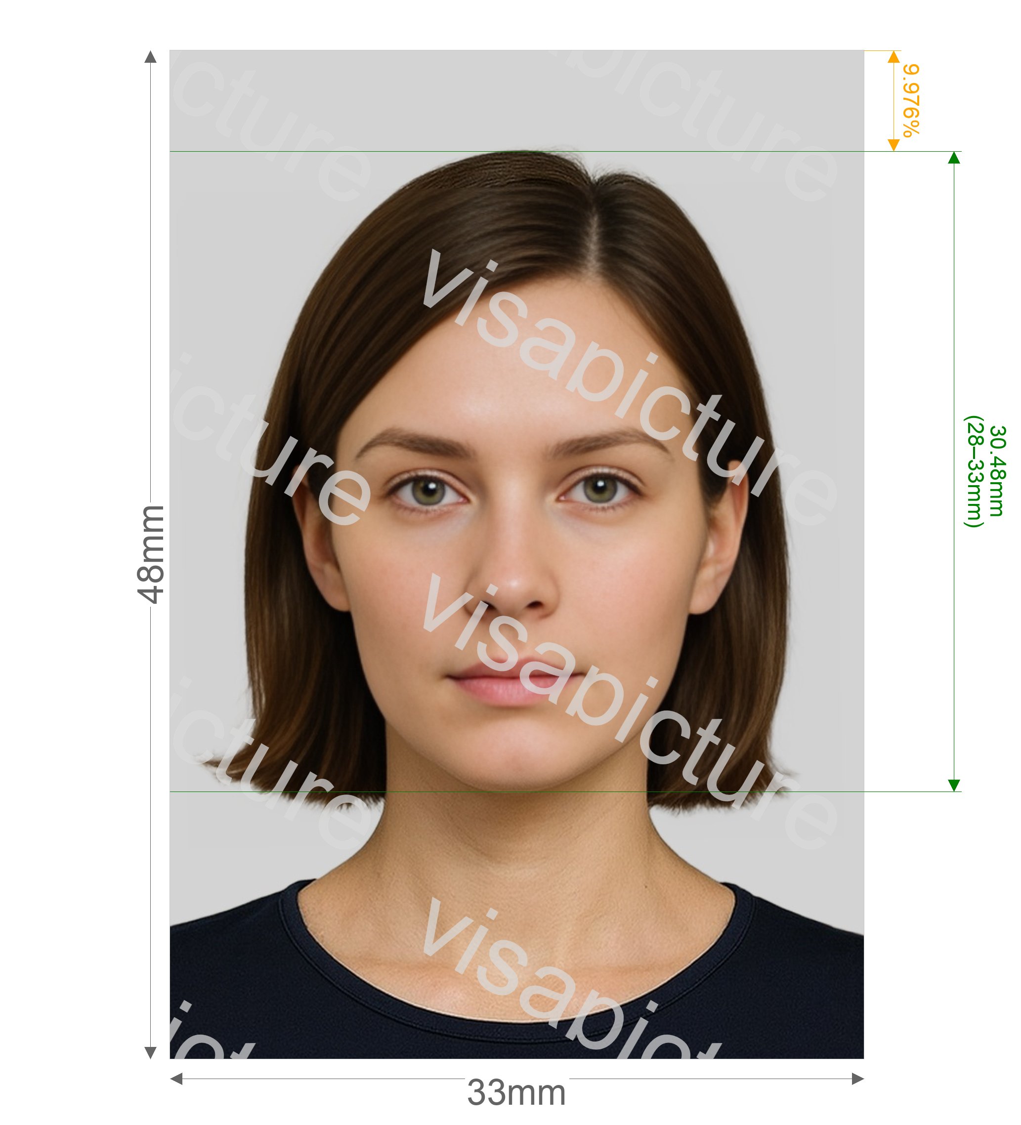 China China Passport 33x48 mm light grey background photo after processing - compliant 33.0x48.0mm result