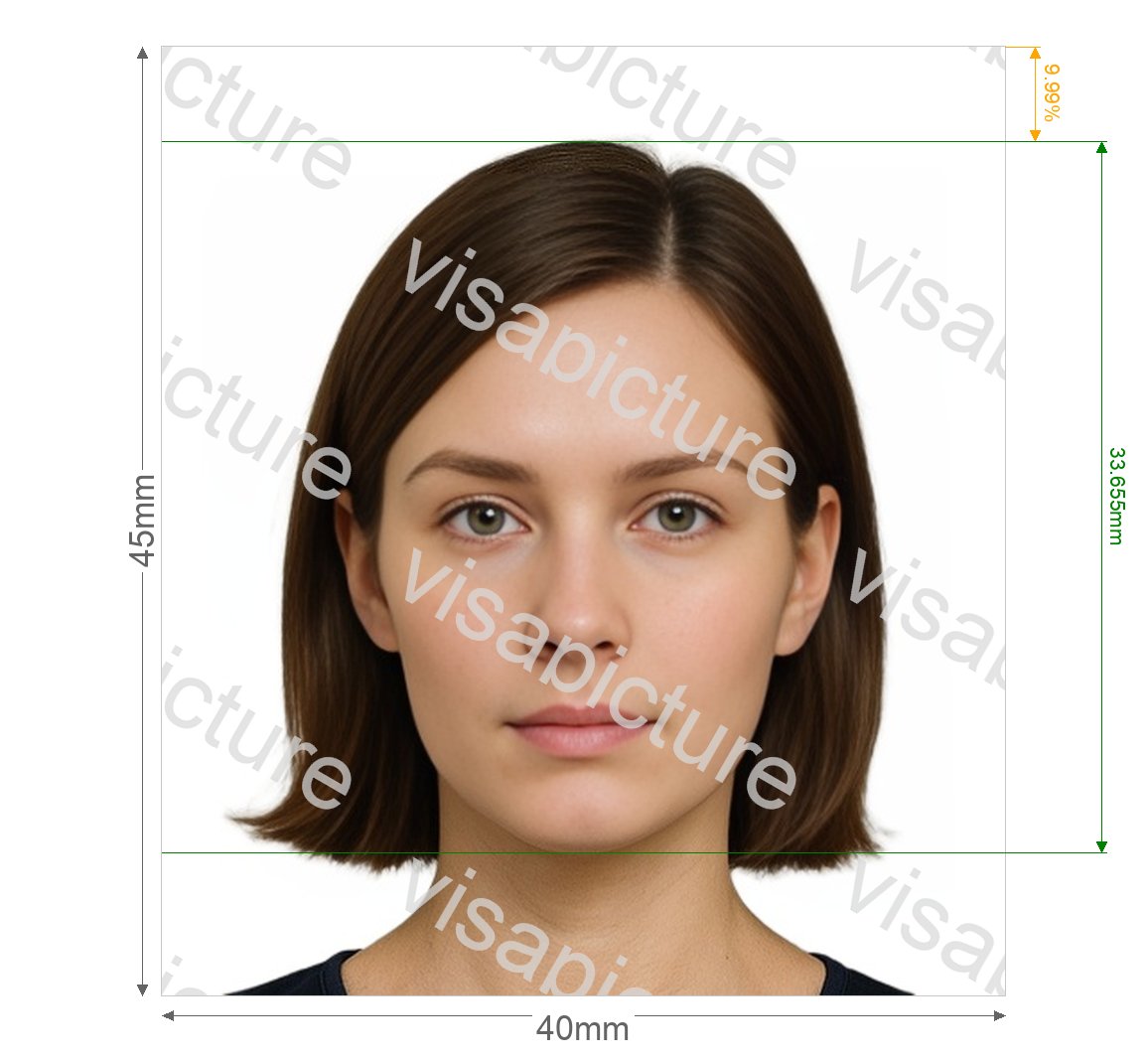 Costa Rica Costa Rica ID card 4x4.5 cm photo after processing - compliant 40.0x45.0mm result