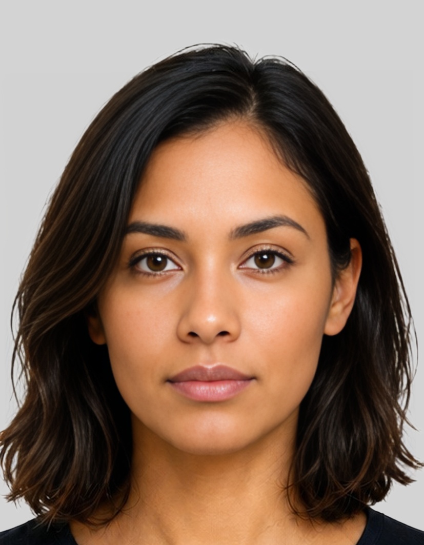 France France Asylum Seeker (Demande D'asile) 35x45 mm (3.5x4.5 cm) photo example — 35×45mm light_grey background, AI-processed result