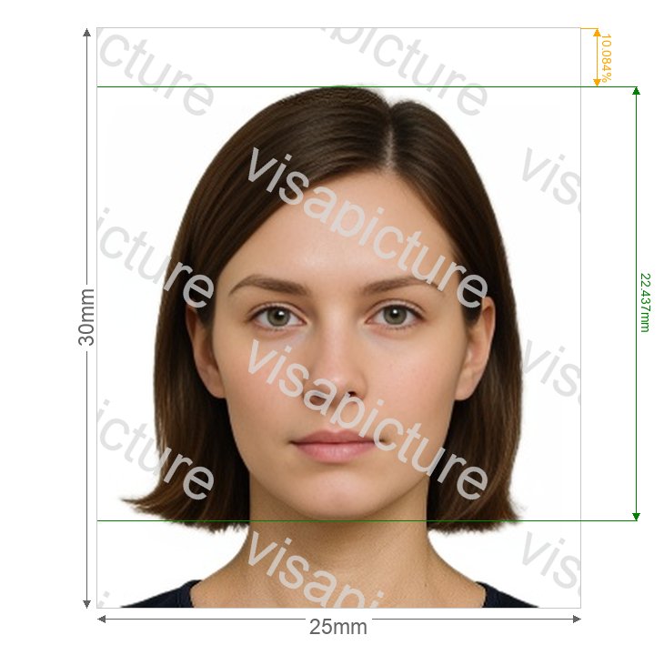 France Navigo card 25x30 mm photo after processing - compliant 25.0x30.0mm result