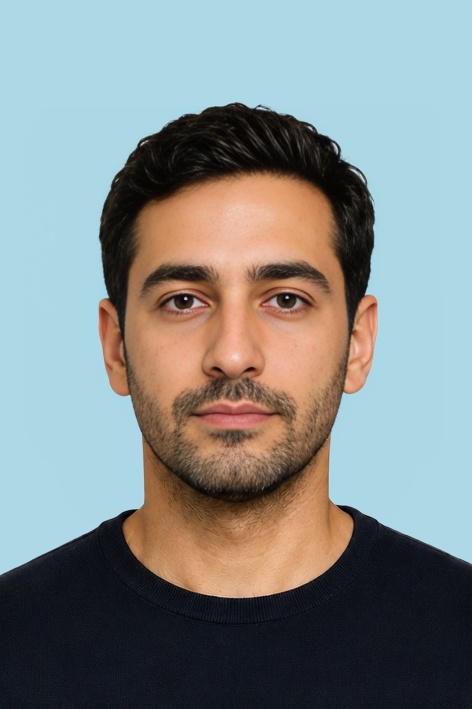 KW Kuwait ID card 4x6 cm (40x60 mm) photo example — 40×60mm blue background, AI-processed result