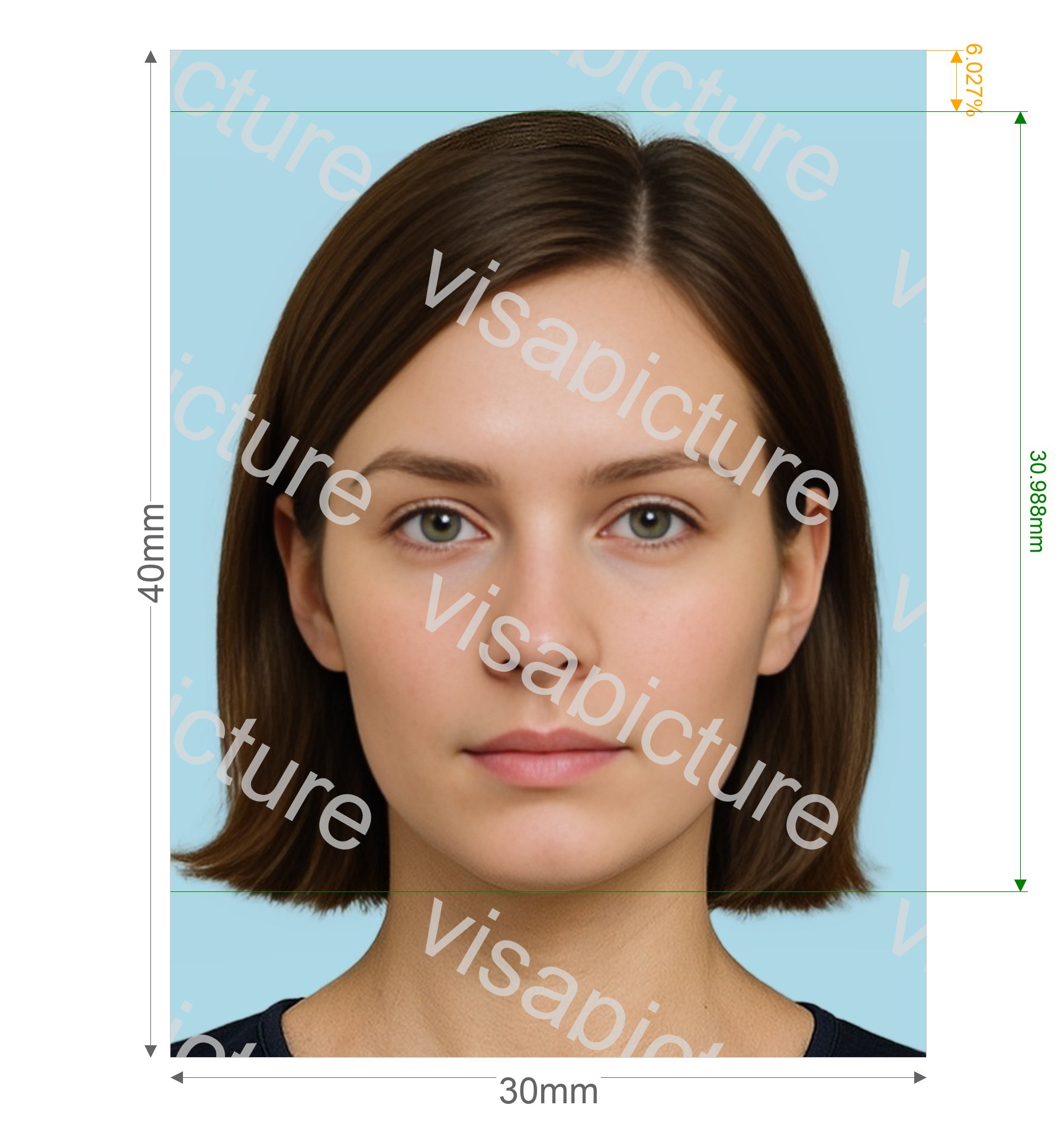 Azerbaijan Azerbaijan ID card 30x40mm (3x4 cm) photo after processing - compliant 30.0x40.0mm result