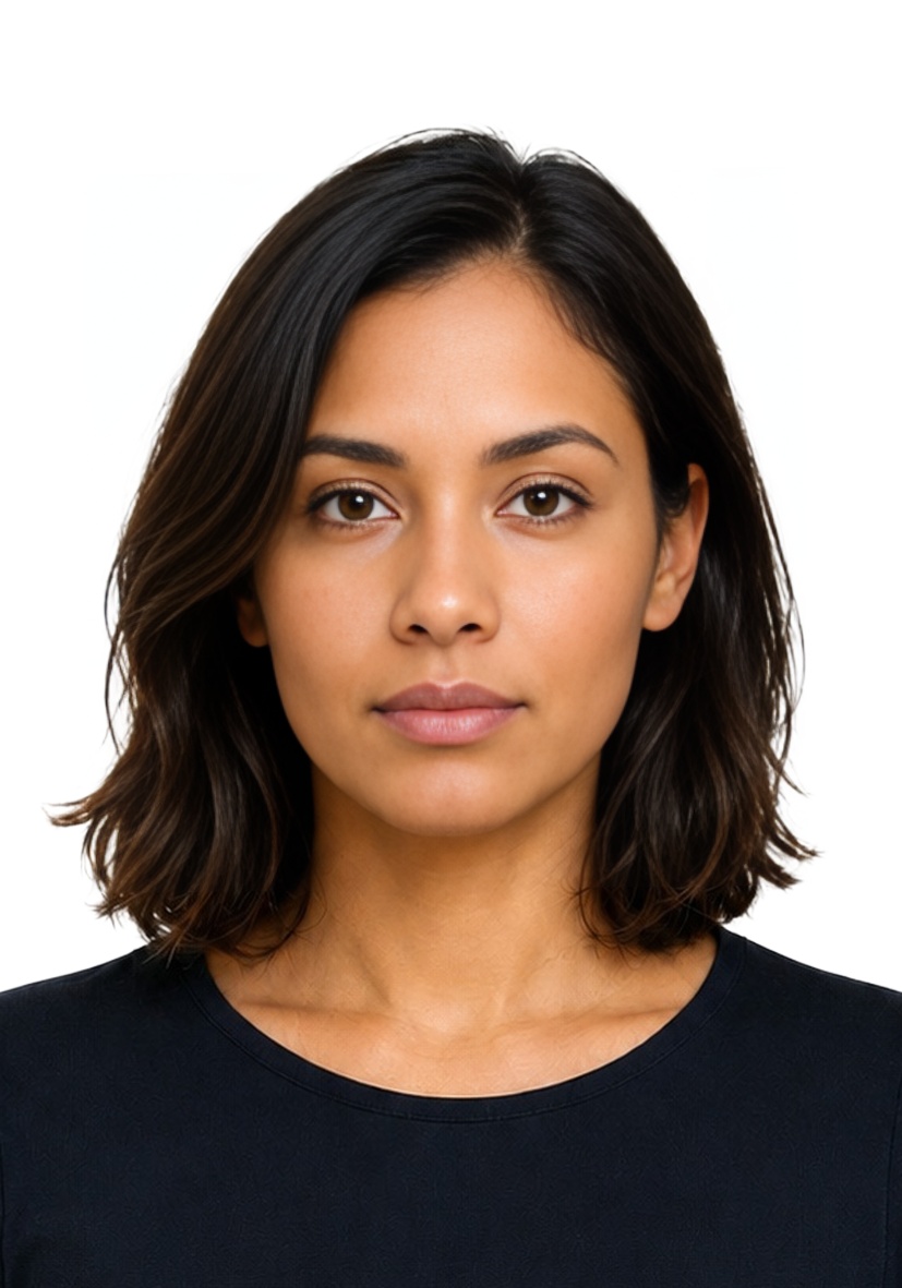 Malaysia Malaysia eVisa online application 35x50 mm photo example — 35×50mm white background, AI-processed result