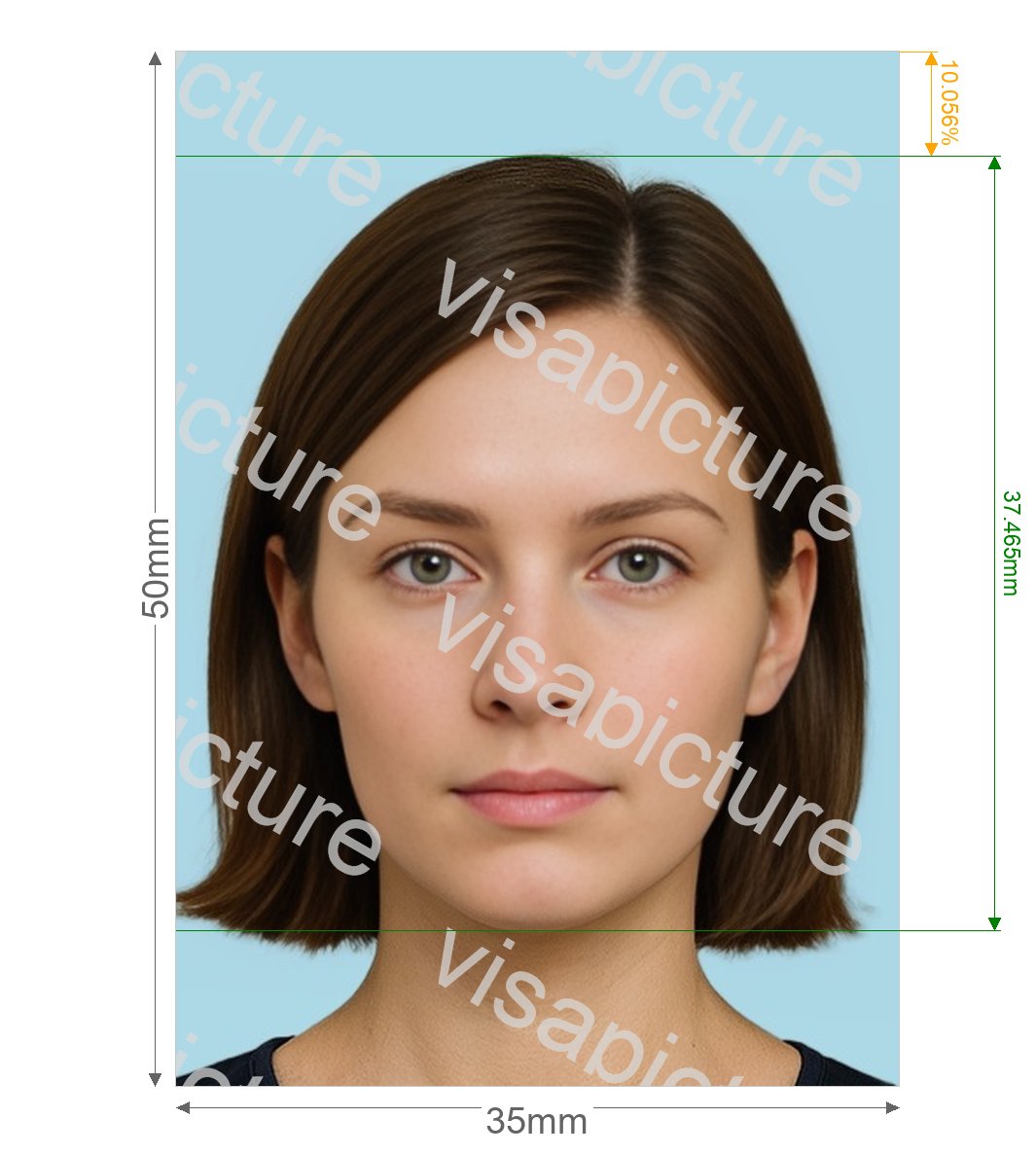 Malaysia Malaysia Passport 35x50 mm blue background photo after processing - compliant 35.0x50.0mm result