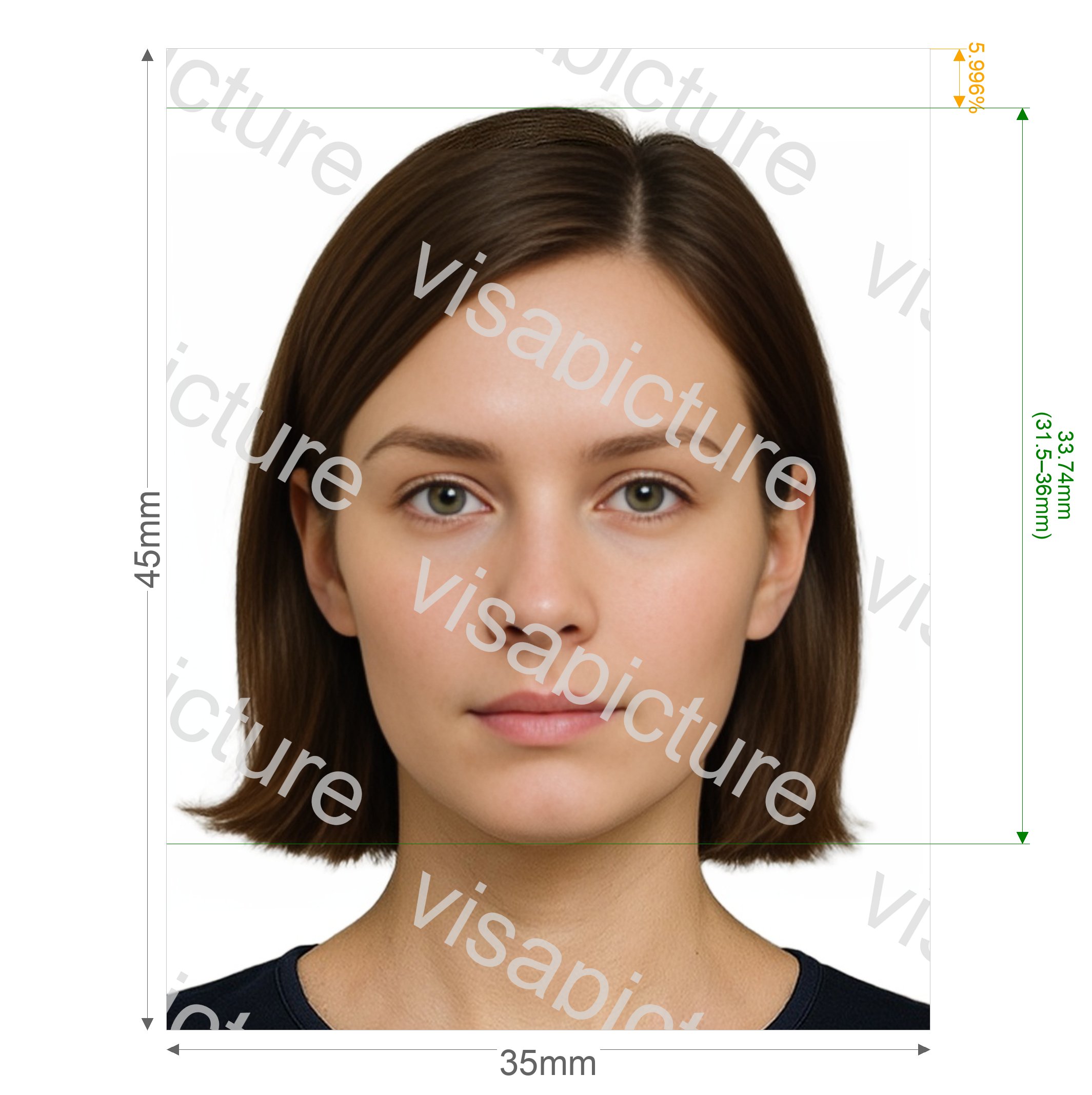 Afghanistan Afghanistan visa 35x45 mm (3.5x4.5 cm) photo after processing - compliant 35.0x45.0mm result