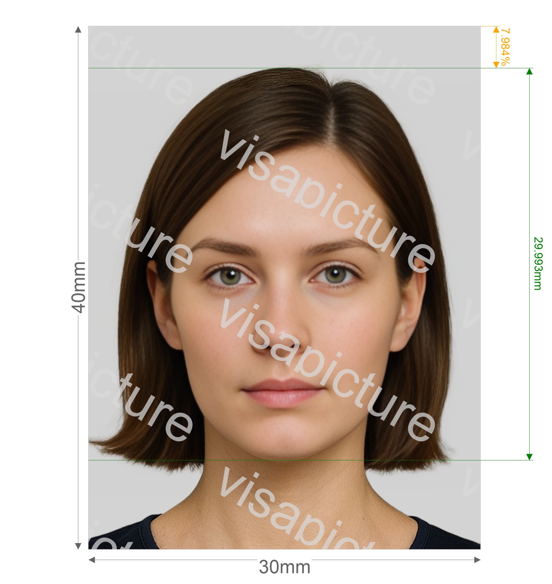 Portugal Portugal Visa (in Indonesia and Philippines) 30x40 mm (3x4 cm) photo after processing - compliant 30.0x40.0mm result