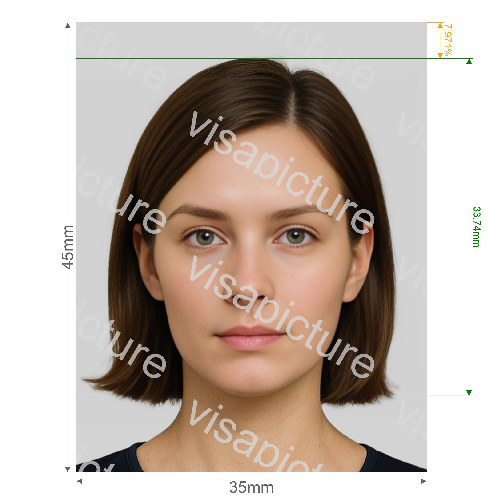 South Africa South Africa Passport 35x45 mm (3.5x4.5 cm) photo after processing - compliant 35.0x45.0mm result