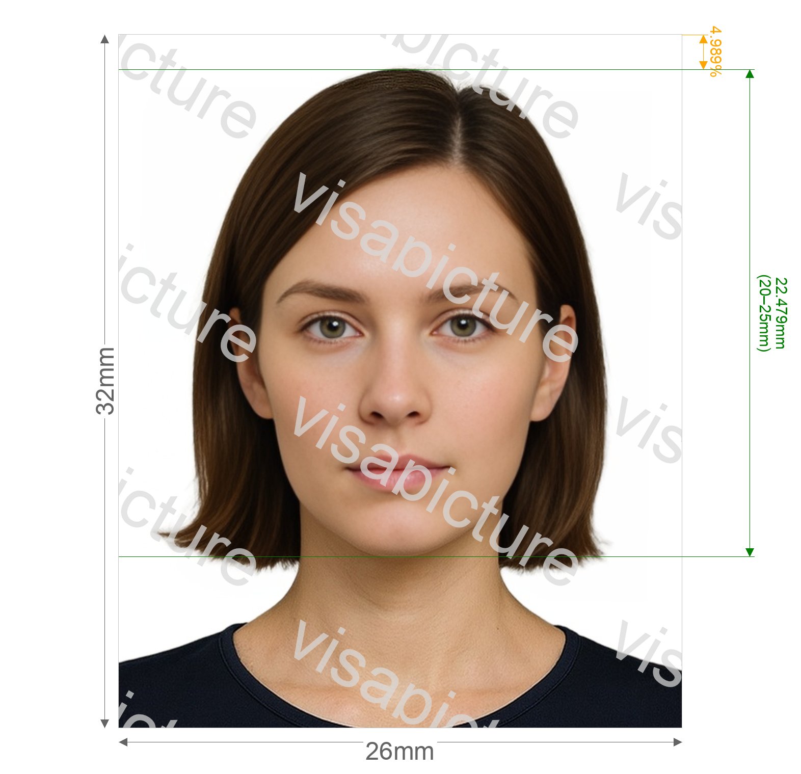 Spain Spain driving license 32x26 mm photo after processing - compliant 26.0x32.0mm result