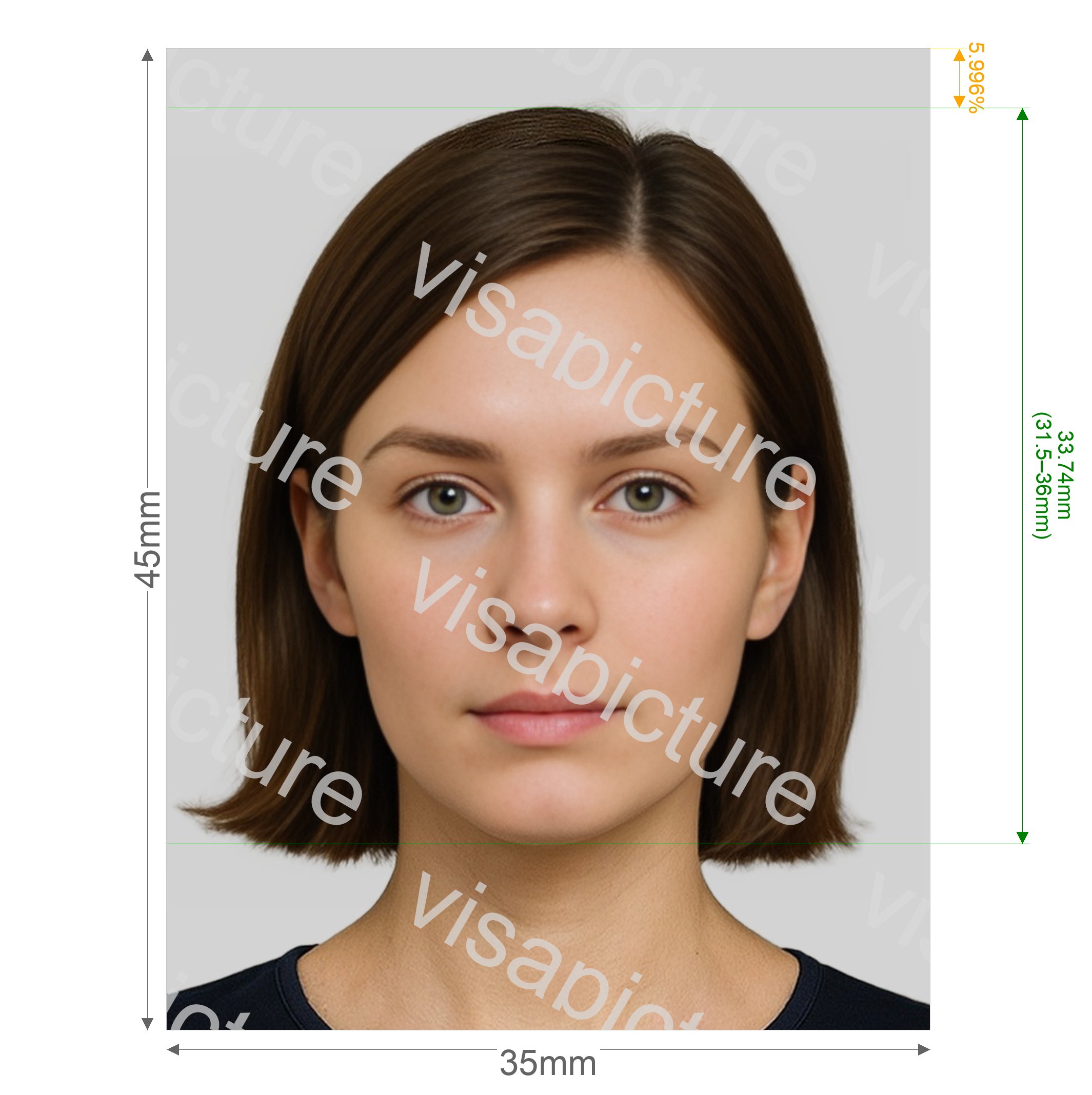 Belgium Belgium Visa 35x45 mm (3.5x4.5 cm) photo after processing - compliant 35.0x45.0mm result