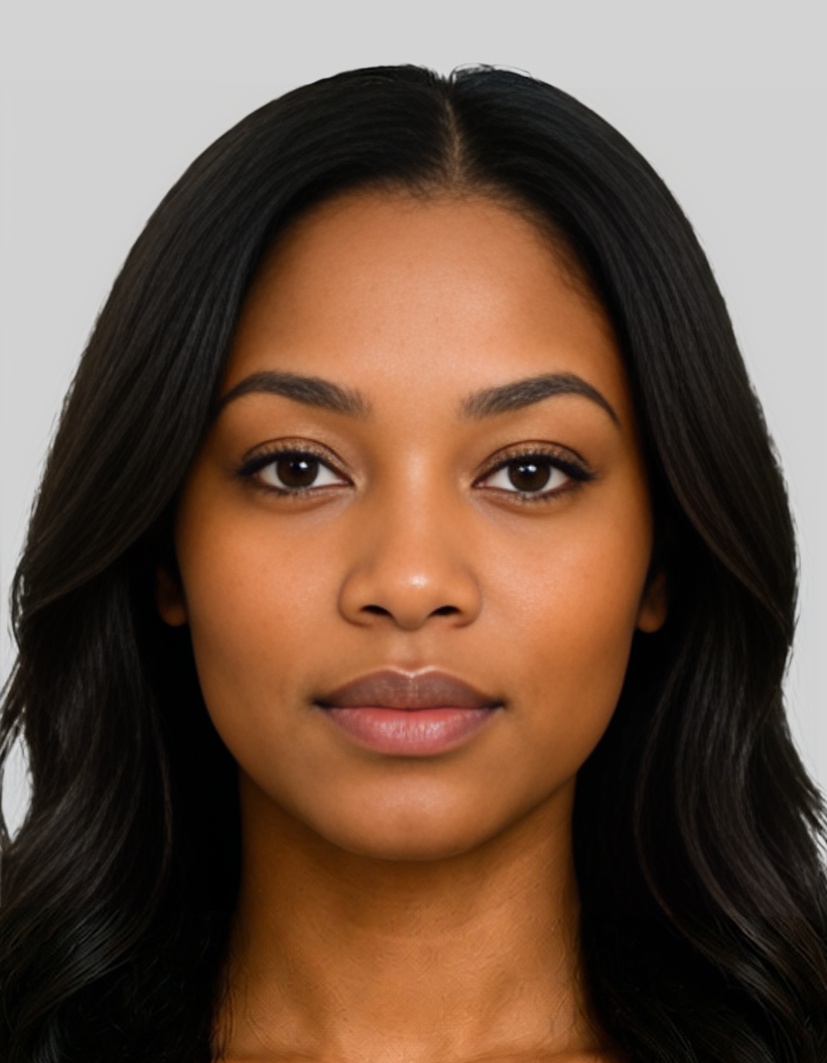 SR Suriname visa 45x35 mm (1.77x1.37 inch) photo example — 35×45mm light_grey background, AI-processed result