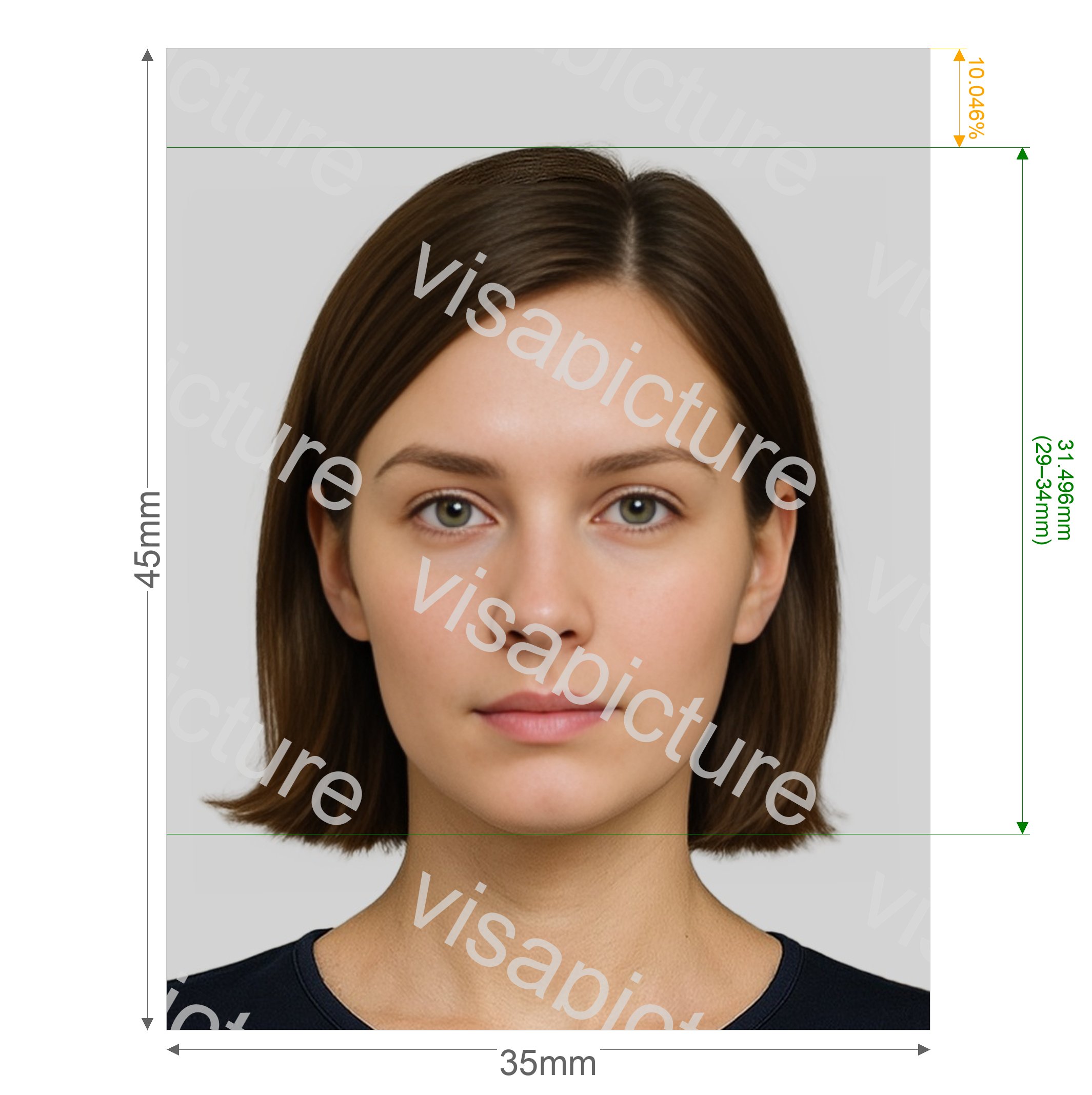 United Kingdom UK Visa 35x45 mm (3.5x4.5 cm) photo after processing - compliant 35.0x45.0mm result