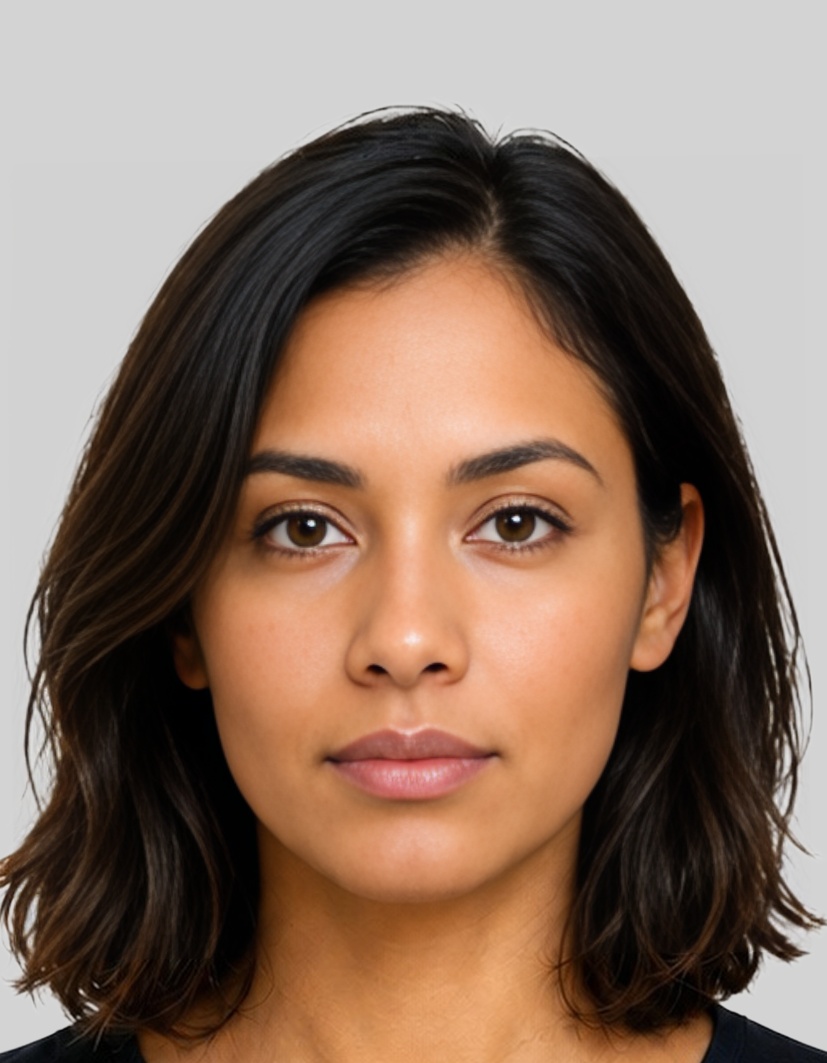 Schengen Biometric passport photo photo example — 35×45mm light_grey background, AI-processed result