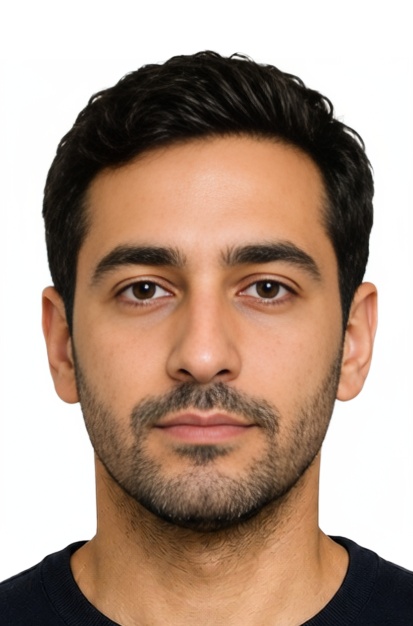 Schengen Photo two cuns 35x53 mm, 413x626 px photo example — 35×53mm white background, AI-processed result