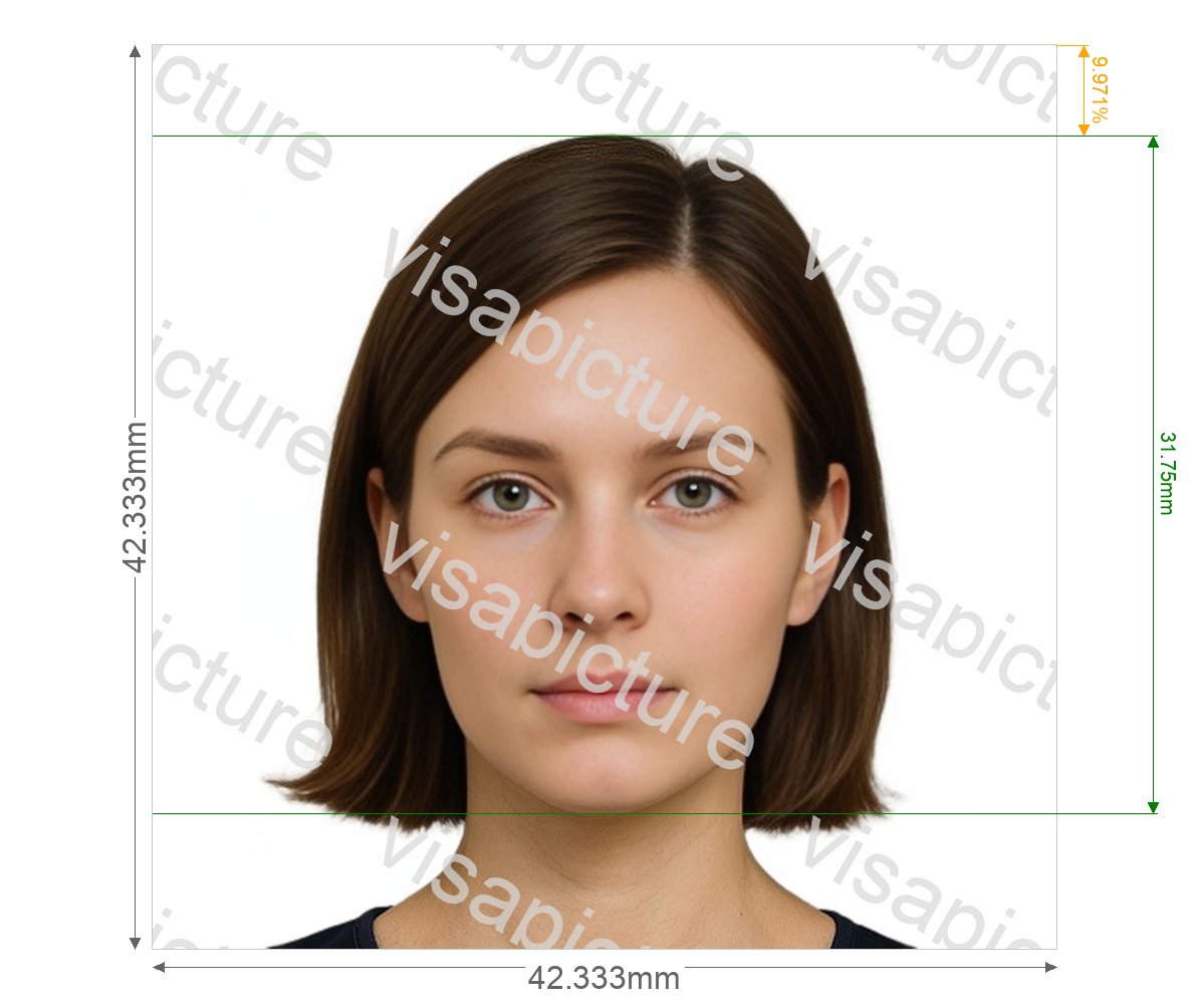 United Nations Columbia University ID Card 500x500 px photo after processing - compliant 42.333x42.333mm result