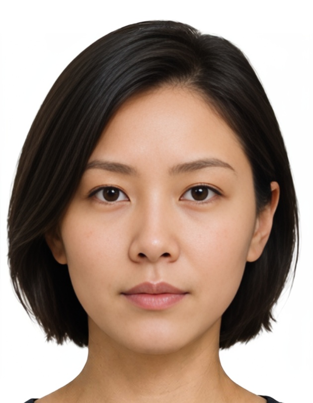 Netherlands Netherlands Passport ICAO 2025 (630 x 810 px) photo example — 53×68mm white background, AI-processed result